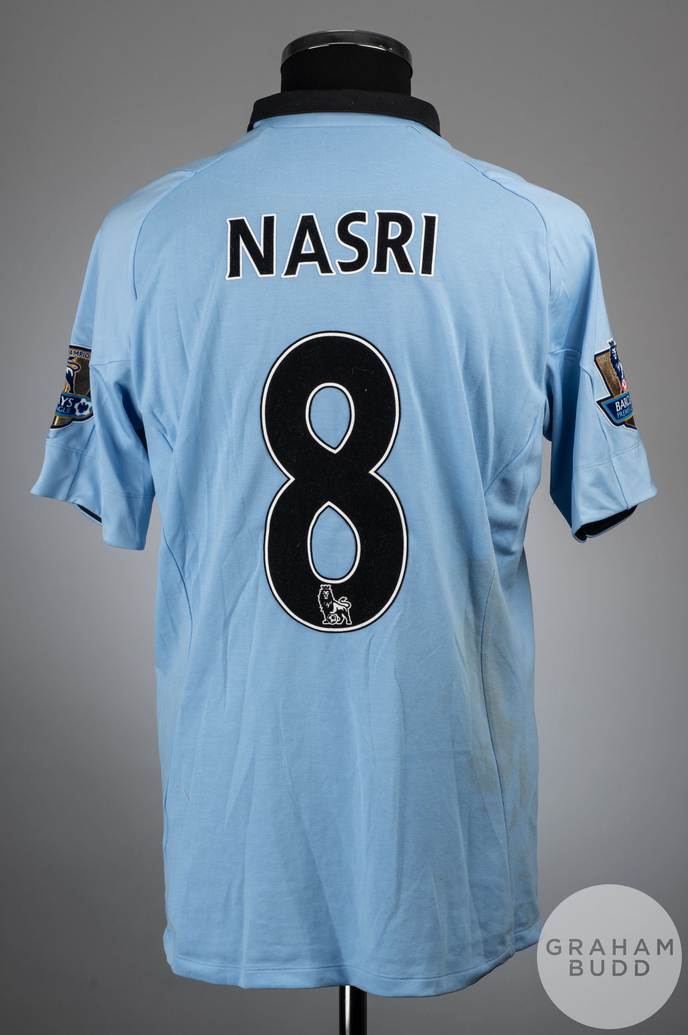 Samir Nasri sky blue No.8 Manchester City match worn short-sleeved shirt, 2012-13 - Image 2 of 2