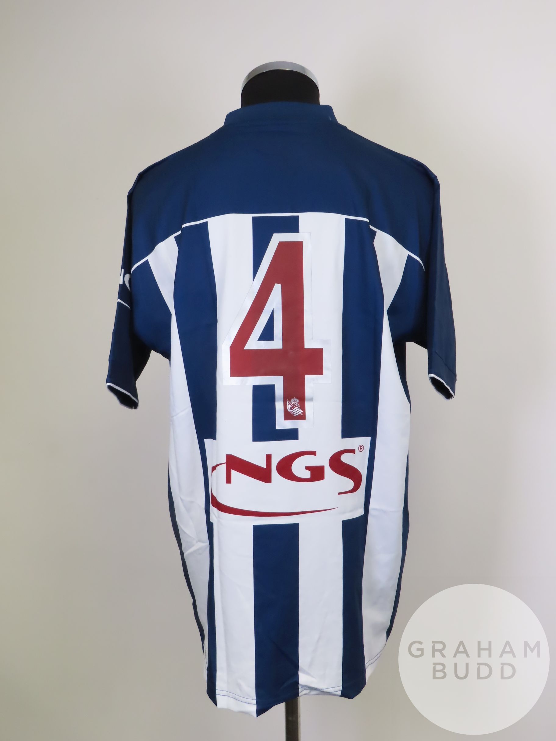 Blue and white No.4 Real Sociedad short-sleeved shirt, 2005 - Image 2 of 2