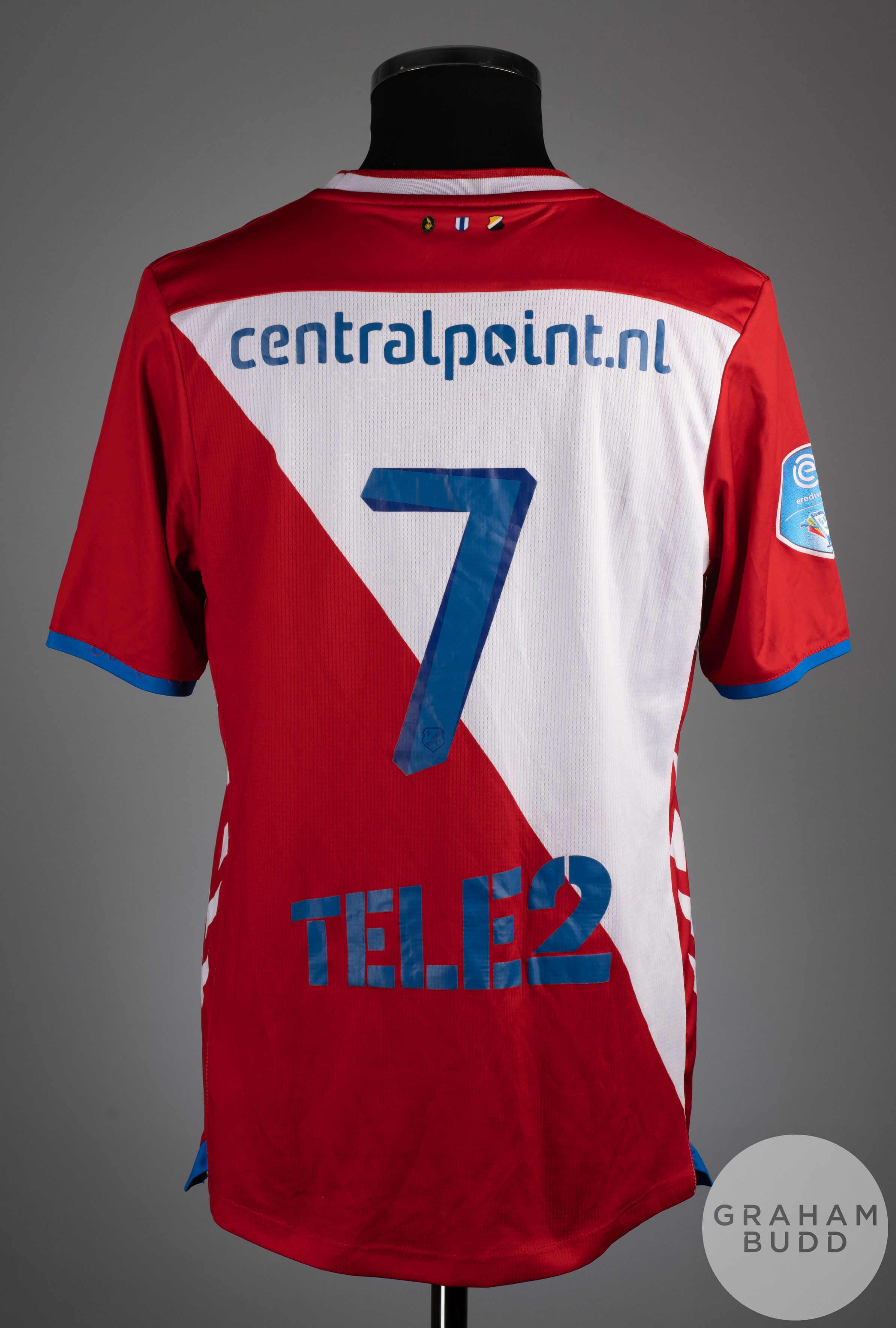 Gyrano Kerk squad signed red No.7 Utrecht short sleeved shirt - Image 2 of 2