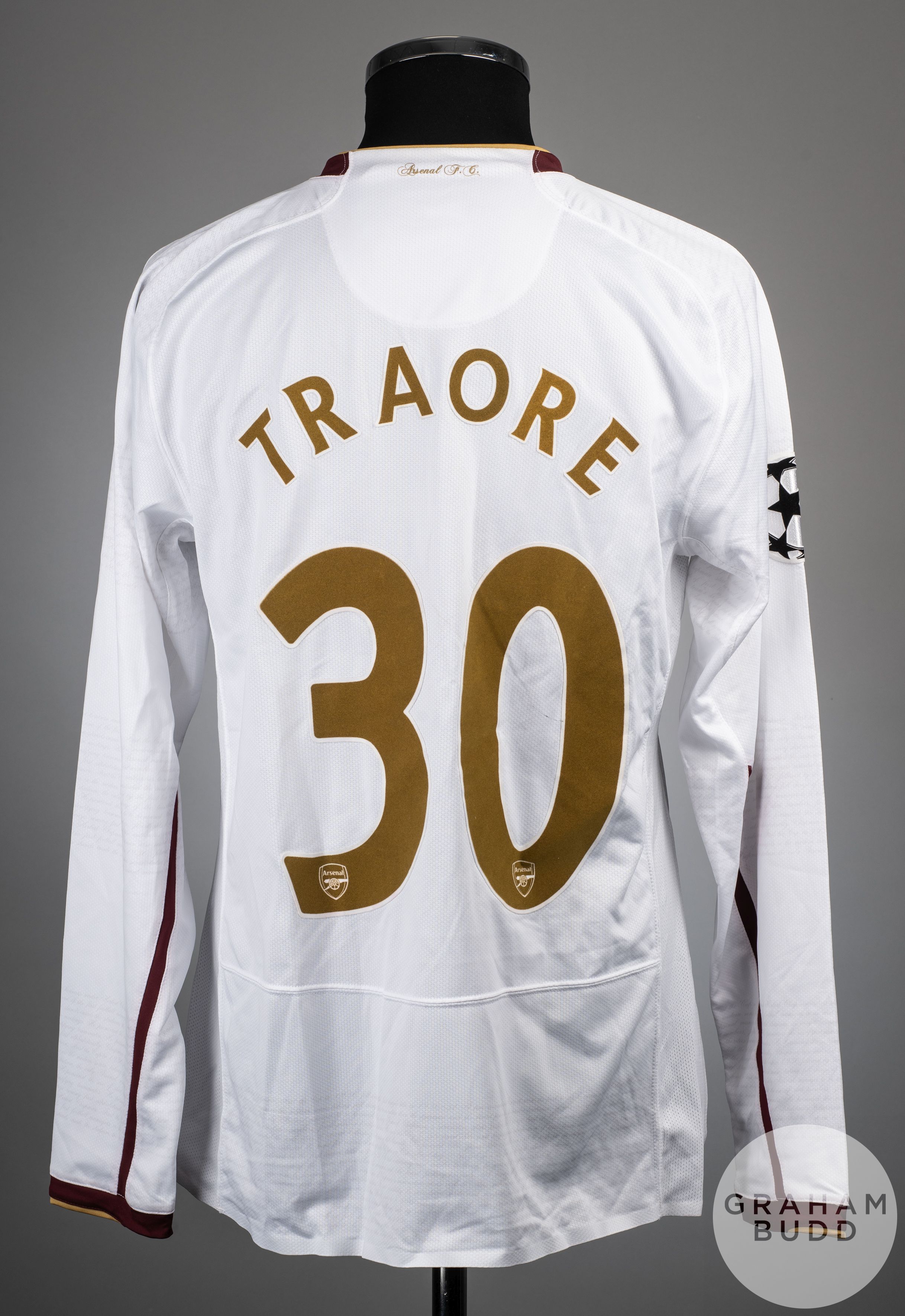 Armand Traore white No.30 Arsenal match issued long-sleeved shirt, 2007-08 - Image 2 of 2