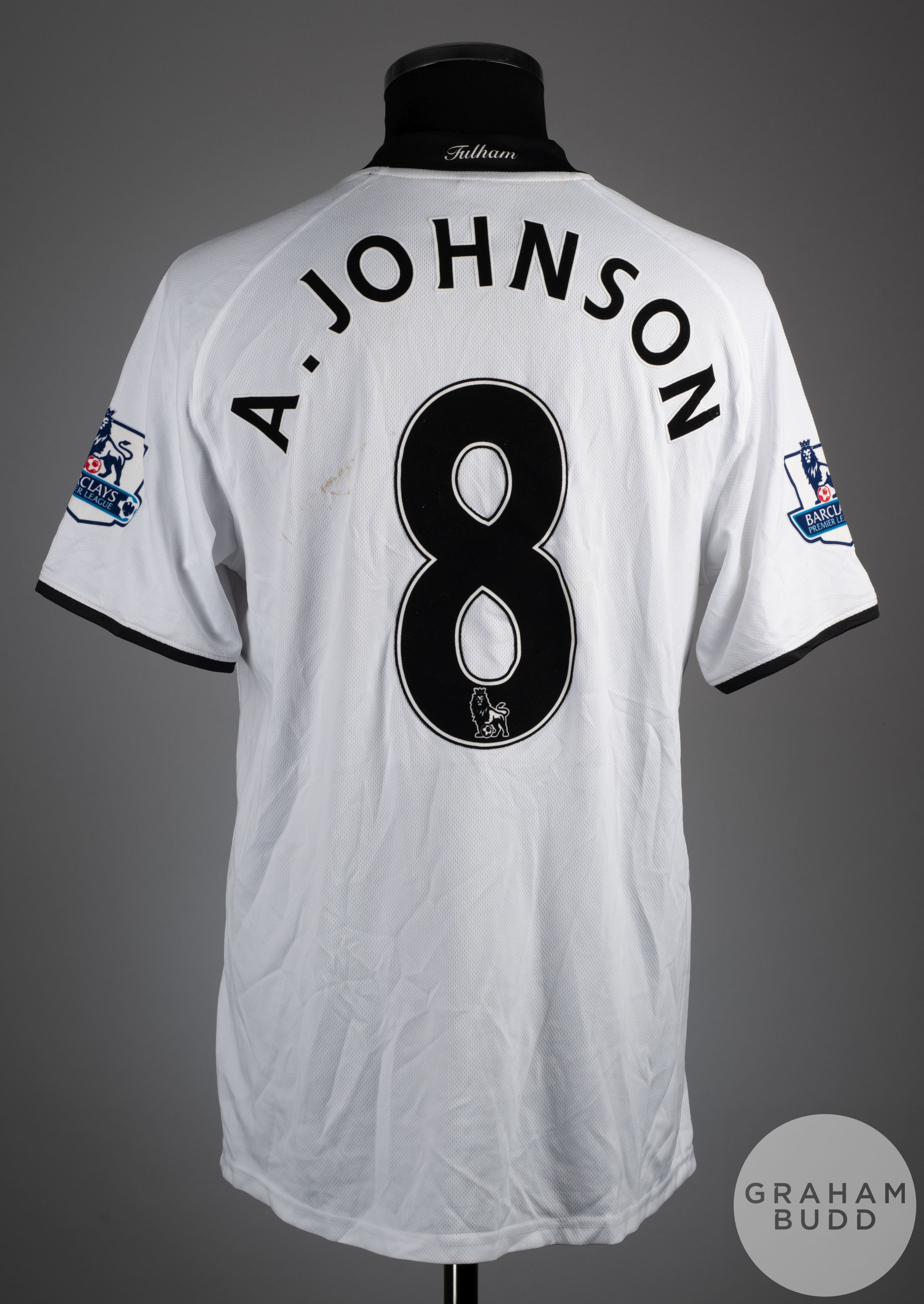 Andrew Johnson white No.8 Fulham short sleeve shirt, 2008-09 - Image 2 of 2