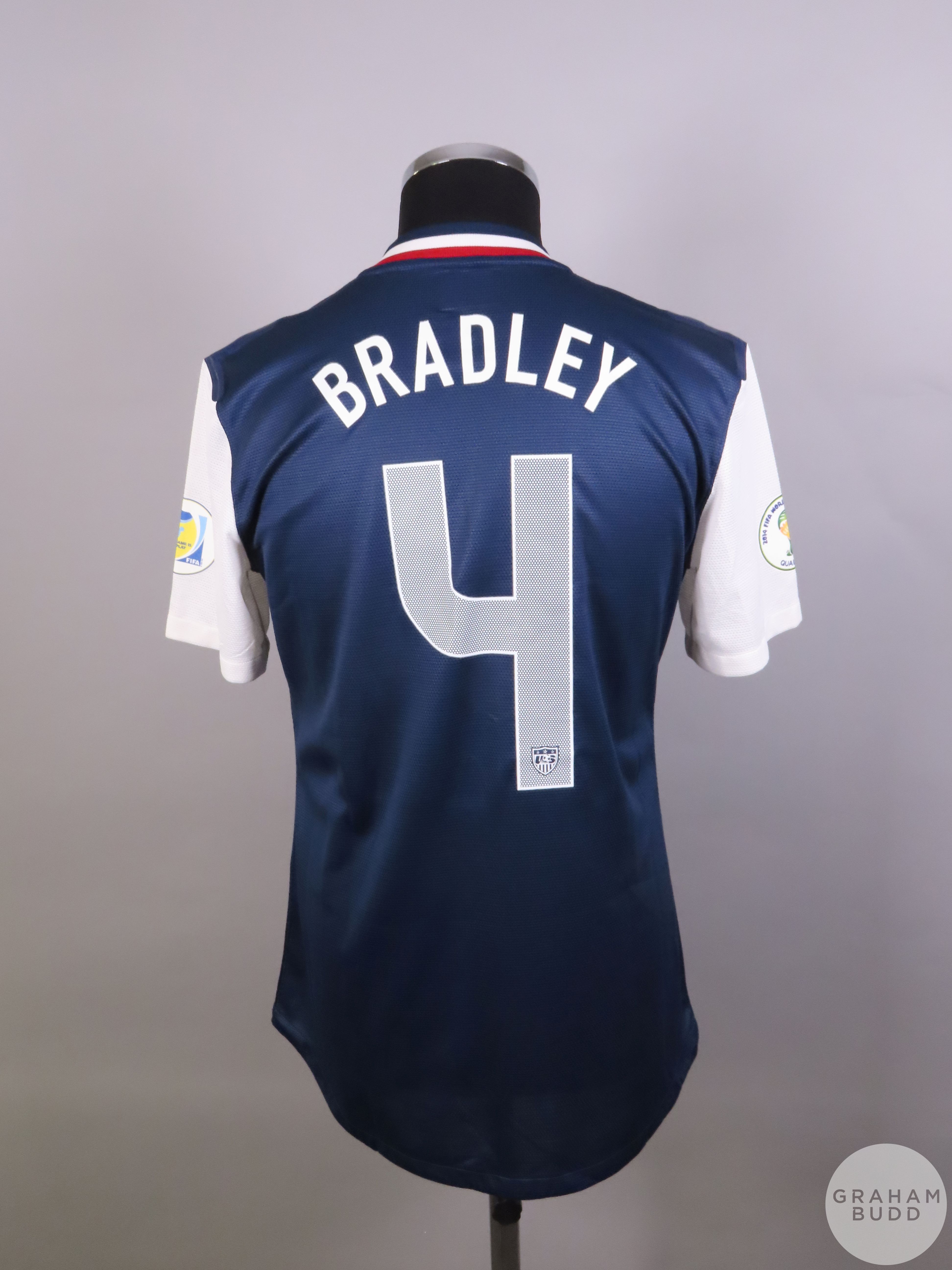 Michael Bradley navy USA No.4 2014 World Cup Qualifier away shirt, 2012, - Image 2 of 2