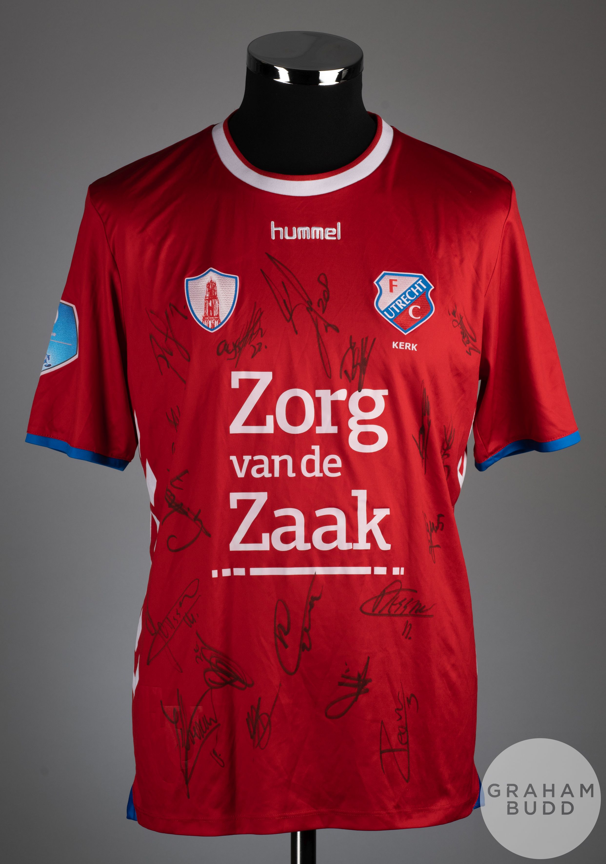 Gyrano Kerk squad signed red No.7 Utrecht short sleeved shirt