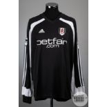 Alain Goma signed black and white No.24 Fulham match worn long-sleeved shirt, 2002-03