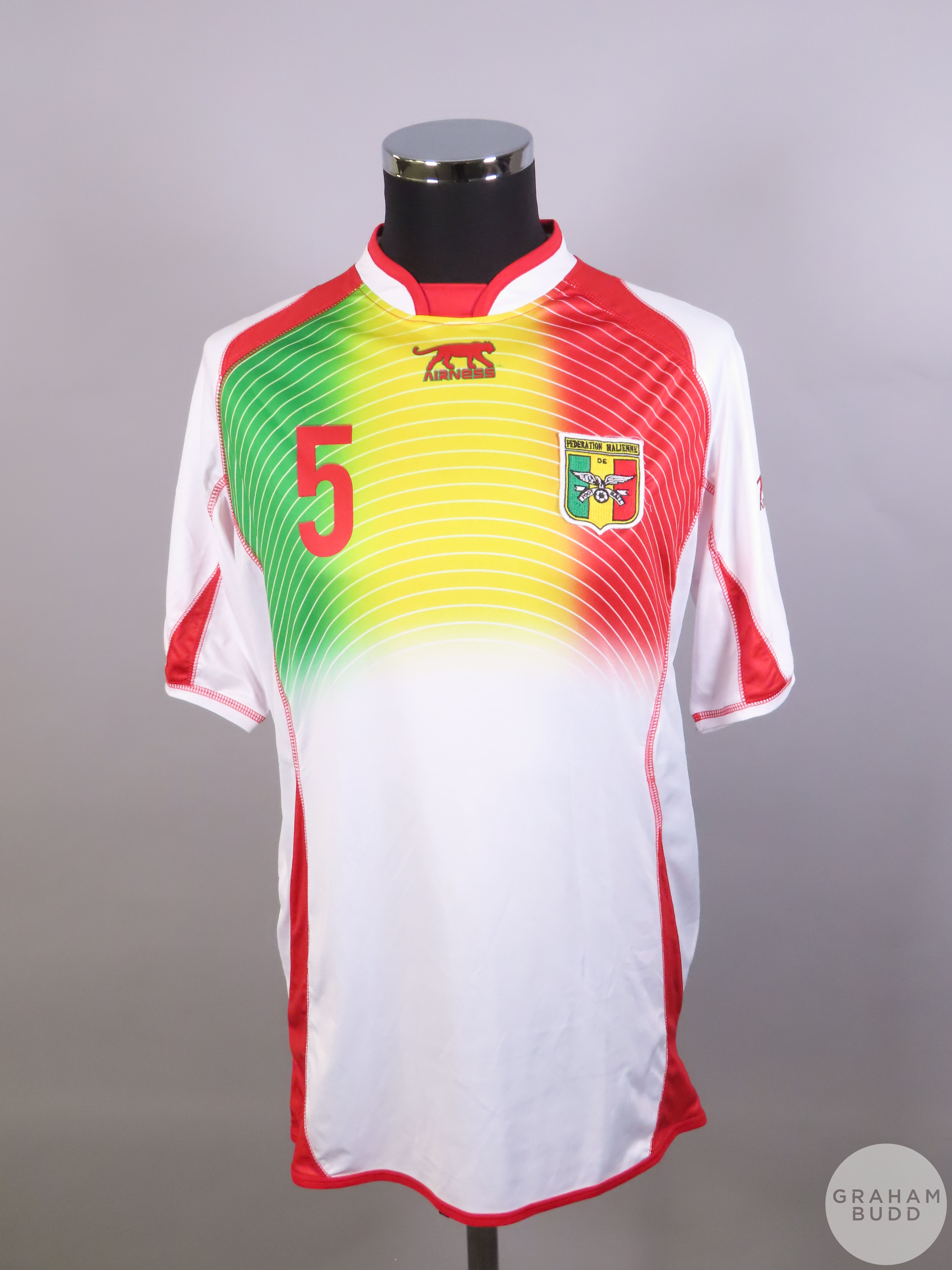 White and red Mali No.5 2010 World Cup Qualifier away shirt, 2008,