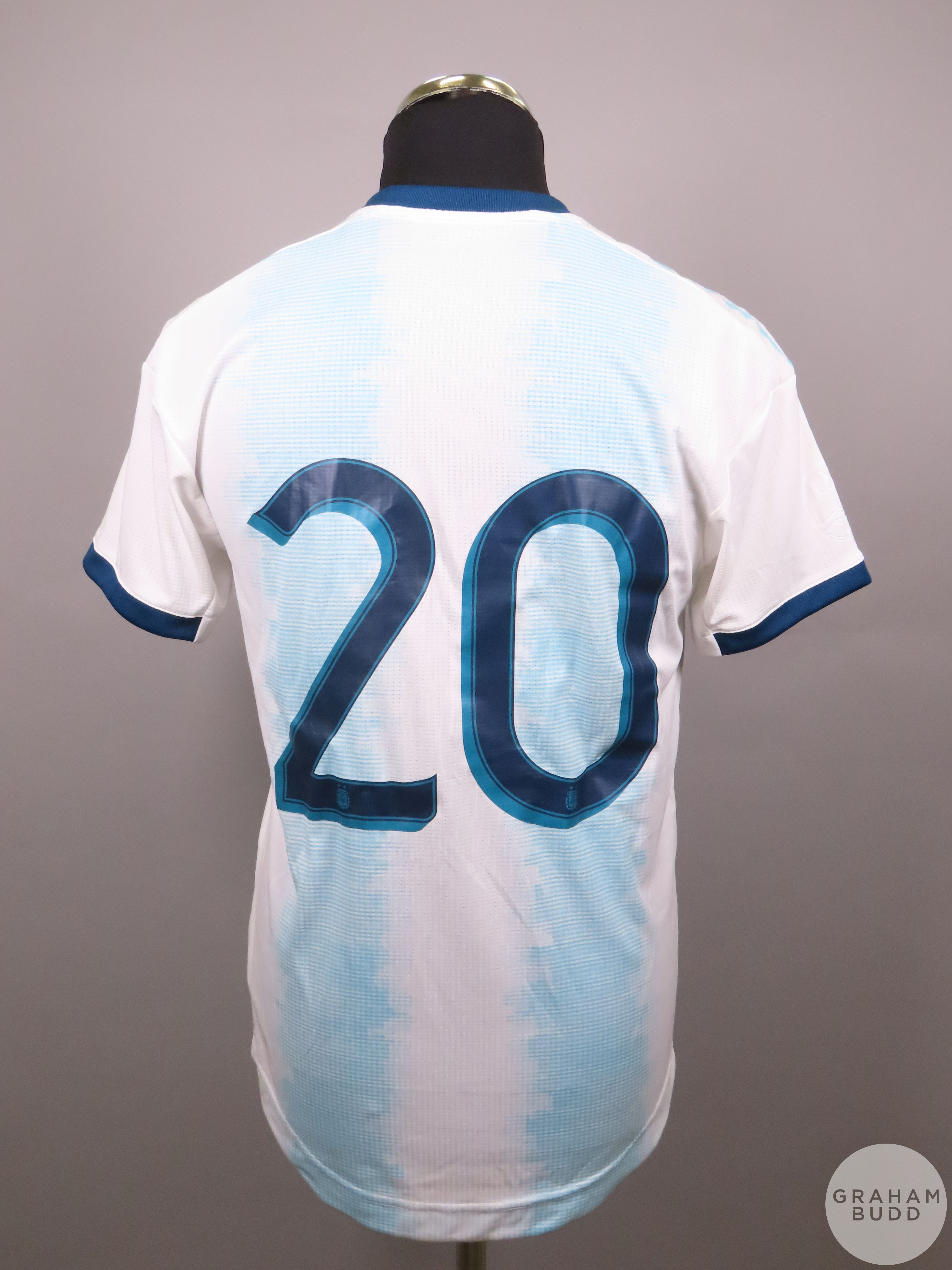 Giovanni Lo Celso blue and white No.20 Argentina player issue short sleeved shirt, 2019, Adidas 4 - Bild 2 aus 3