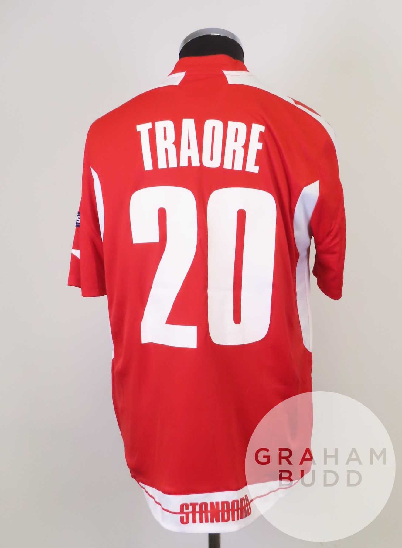 Moussa Traore red and white No.20 Standard Liege match short-sleeved shirt, 2009-10 - Bild 2 aus 2