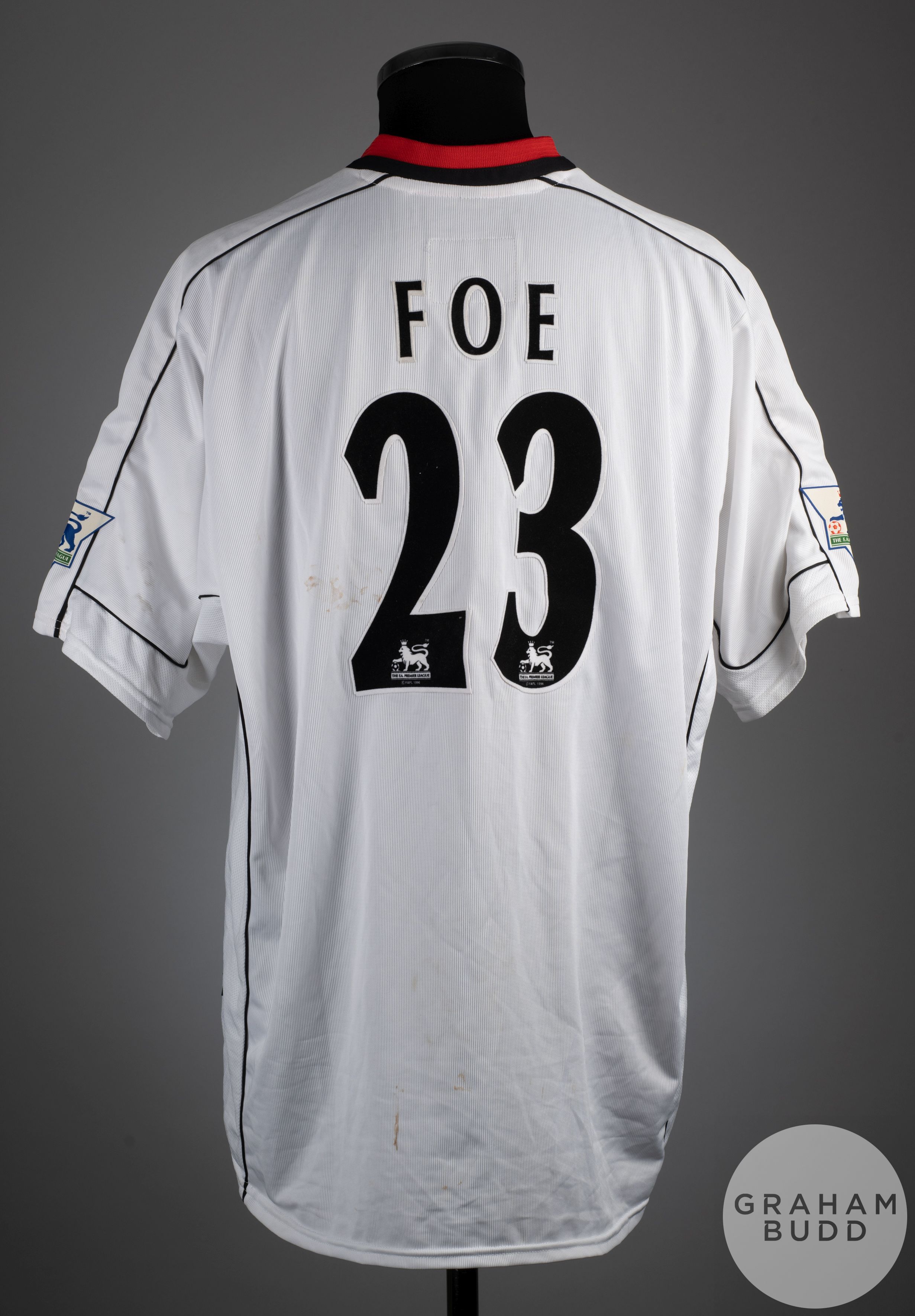 Marc-Viviene Foe replica white No.23 Manchester City long sleeve shirt, 2002-03 - Image 2 of 2