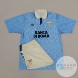Sky blue No.12 Lazio match worn short-sleeved shirt, 1993-94, Umbro, L