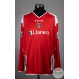 Djimi Traore red and white No.22 Charlton Athletic match issued long-sleeved shirt, 2006-07