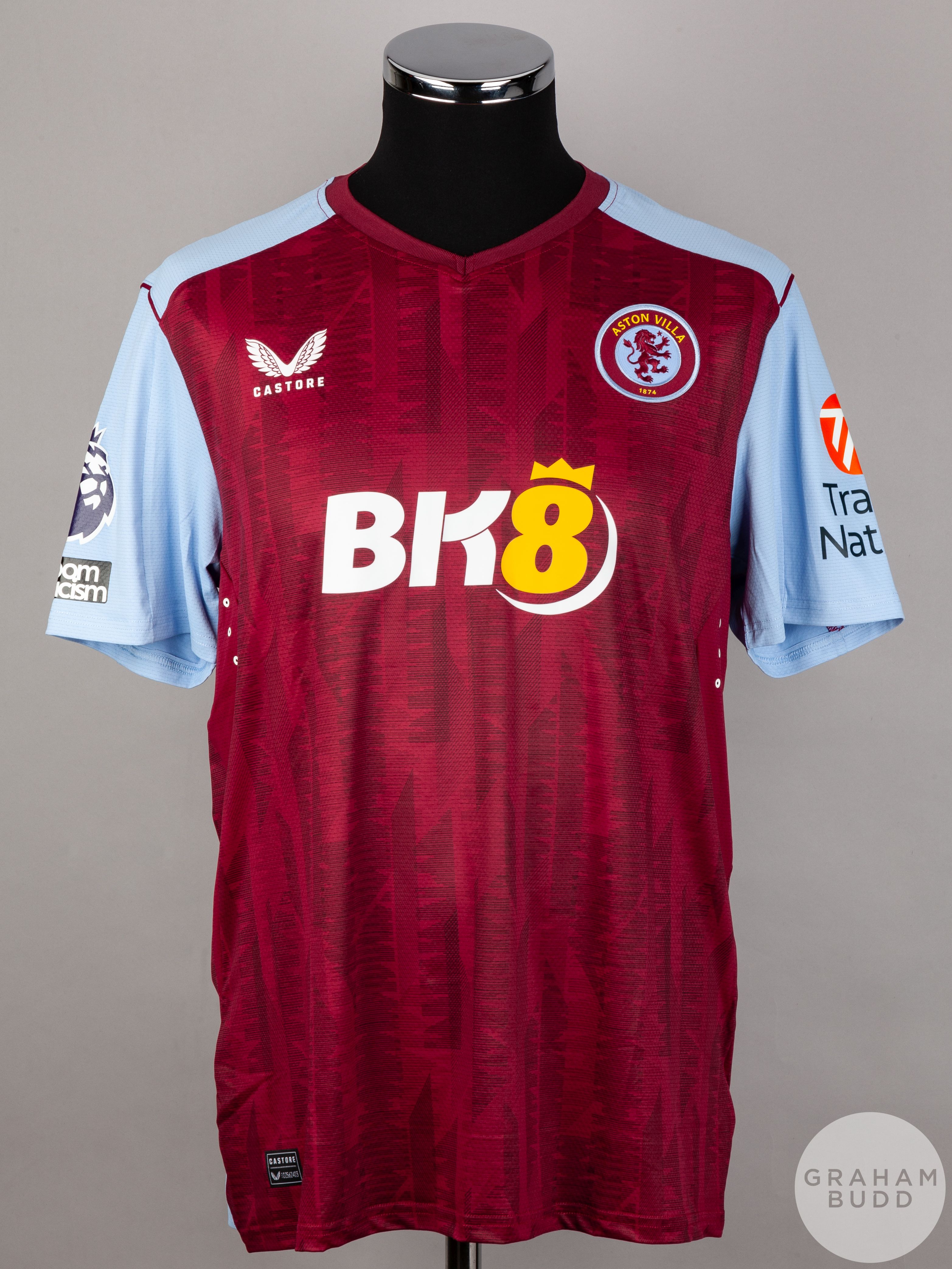 Nicolo Zaniolo signed claret and blue Aston Villa No.22 home shirt, season 2023-24,