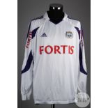 Goran Lovvren white No.7 Anderlecht long sleeved shirt, 2008-09