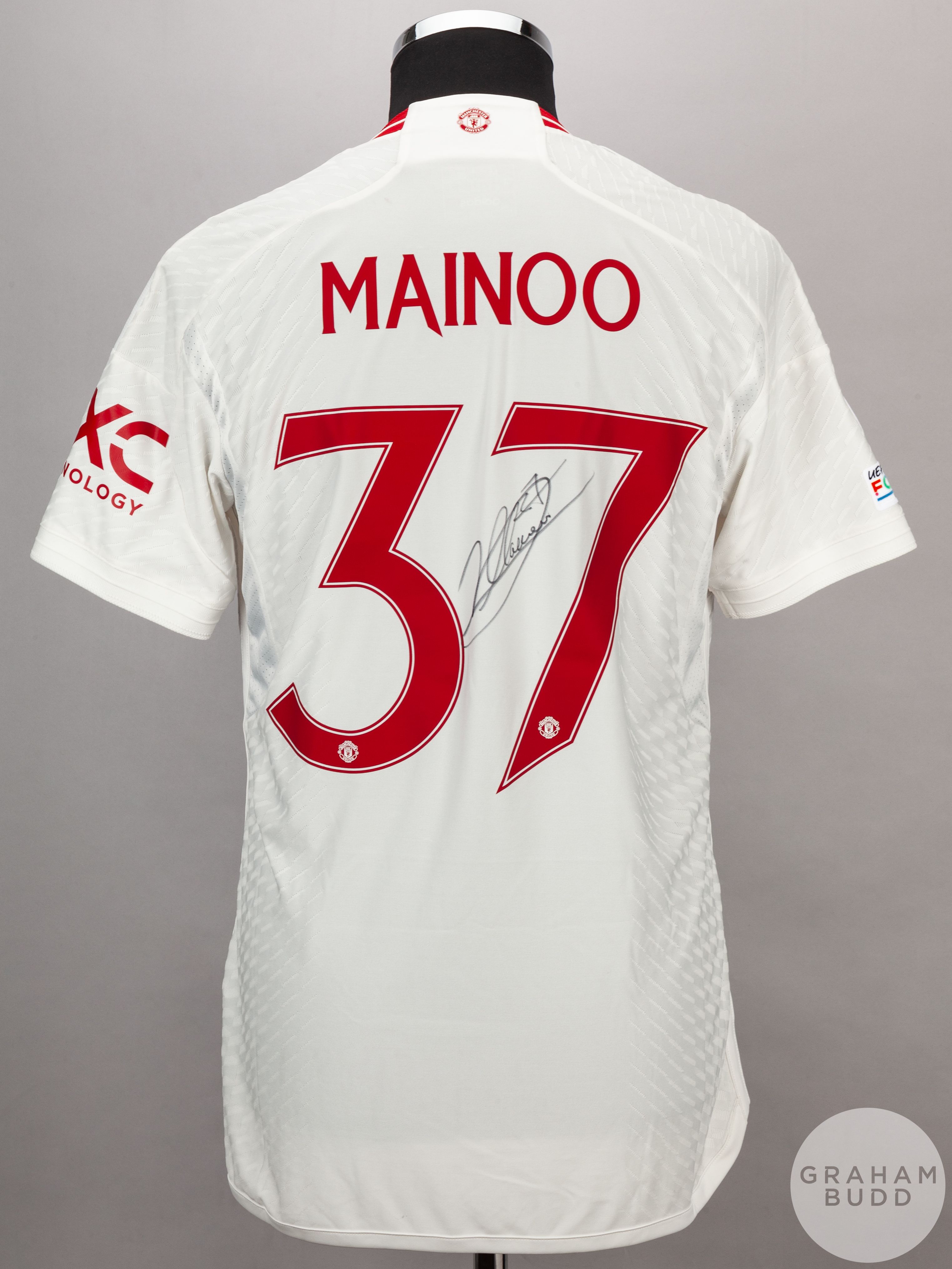 Kobbie Mainoo white Manchester United No.37 third choice shirt, season 2023-34, - Image 2 of 6