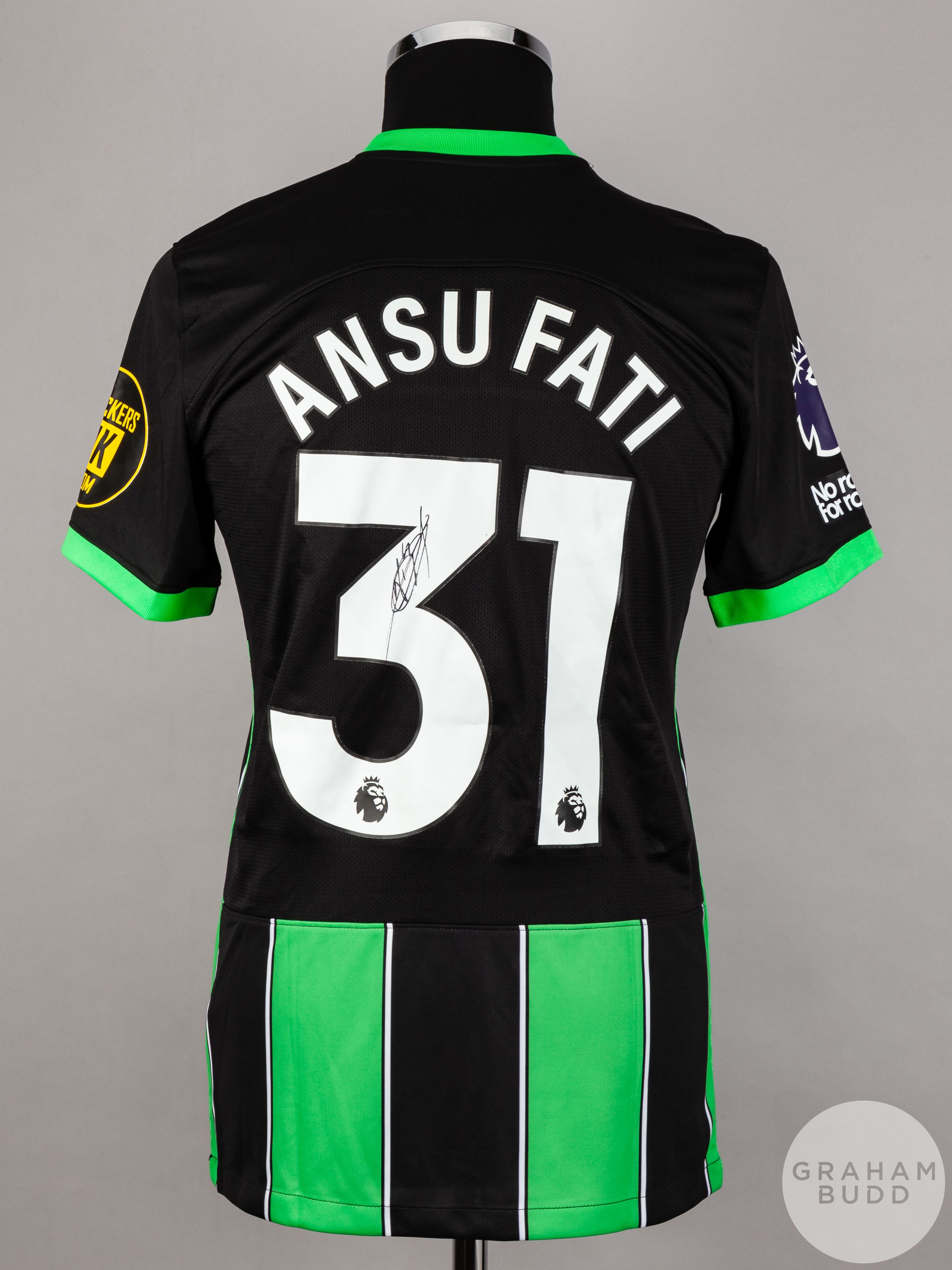 Ansu Fati signed black & green Brighton & Hove Albion No.31 Poppy away shirt, season 2023-24, - Image 2 of 6