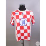 White and red Croatia No.14 home shirt, 2004,