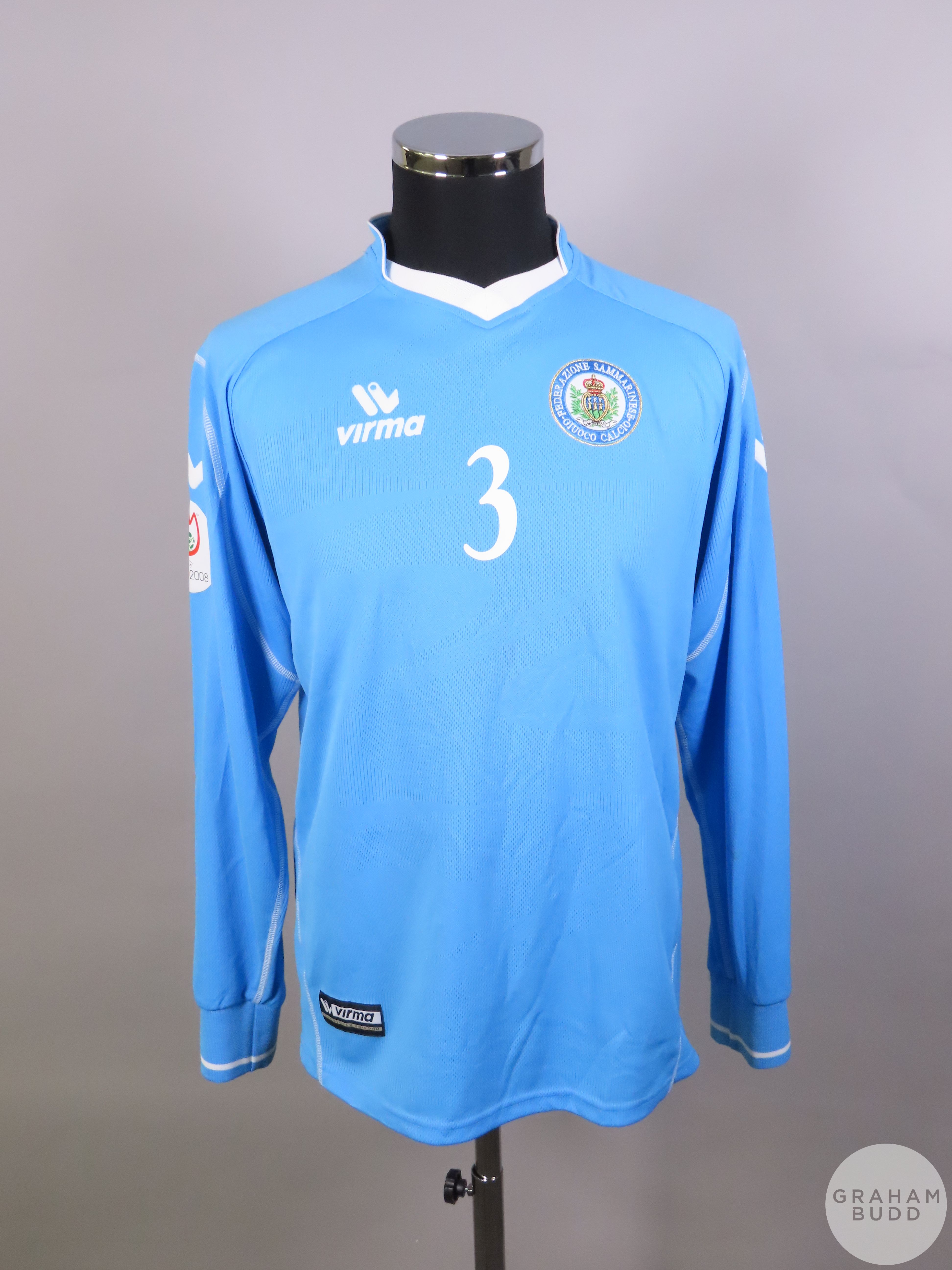 Blue San Marino No.3 2008 Euro home shirt, 2008,