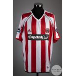 David Unsworth red and white No.3 Sheffield United short sleeved shirt 2006-07