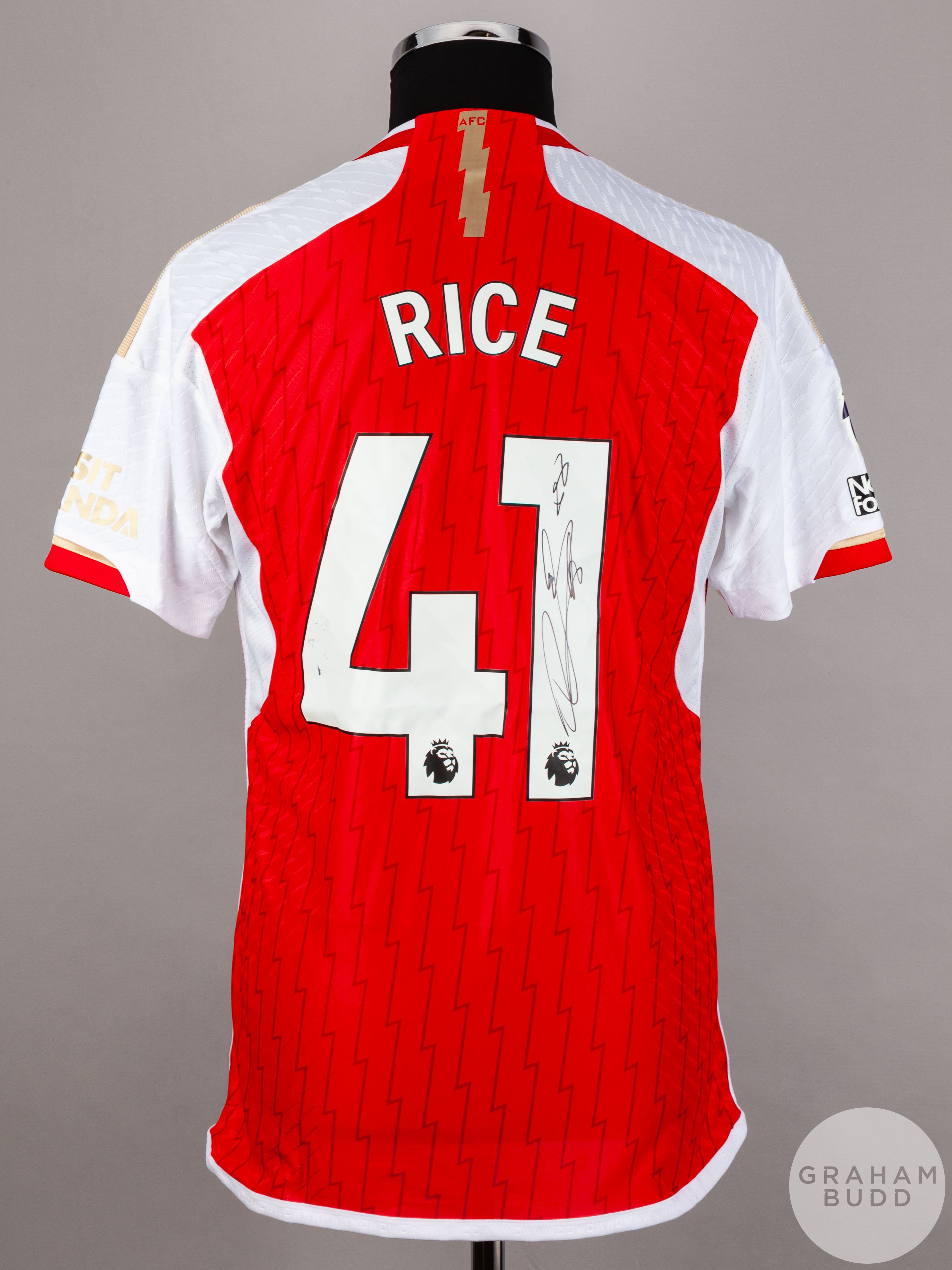 Declan Rice signed red & white Arsenal No.41 home shirt, season 2023-24, - Image 2 of 6