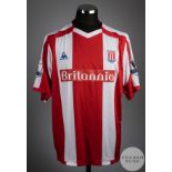 Salif Diao signed red and white No.18 Stoke City short sleeved shirt, 2008-09