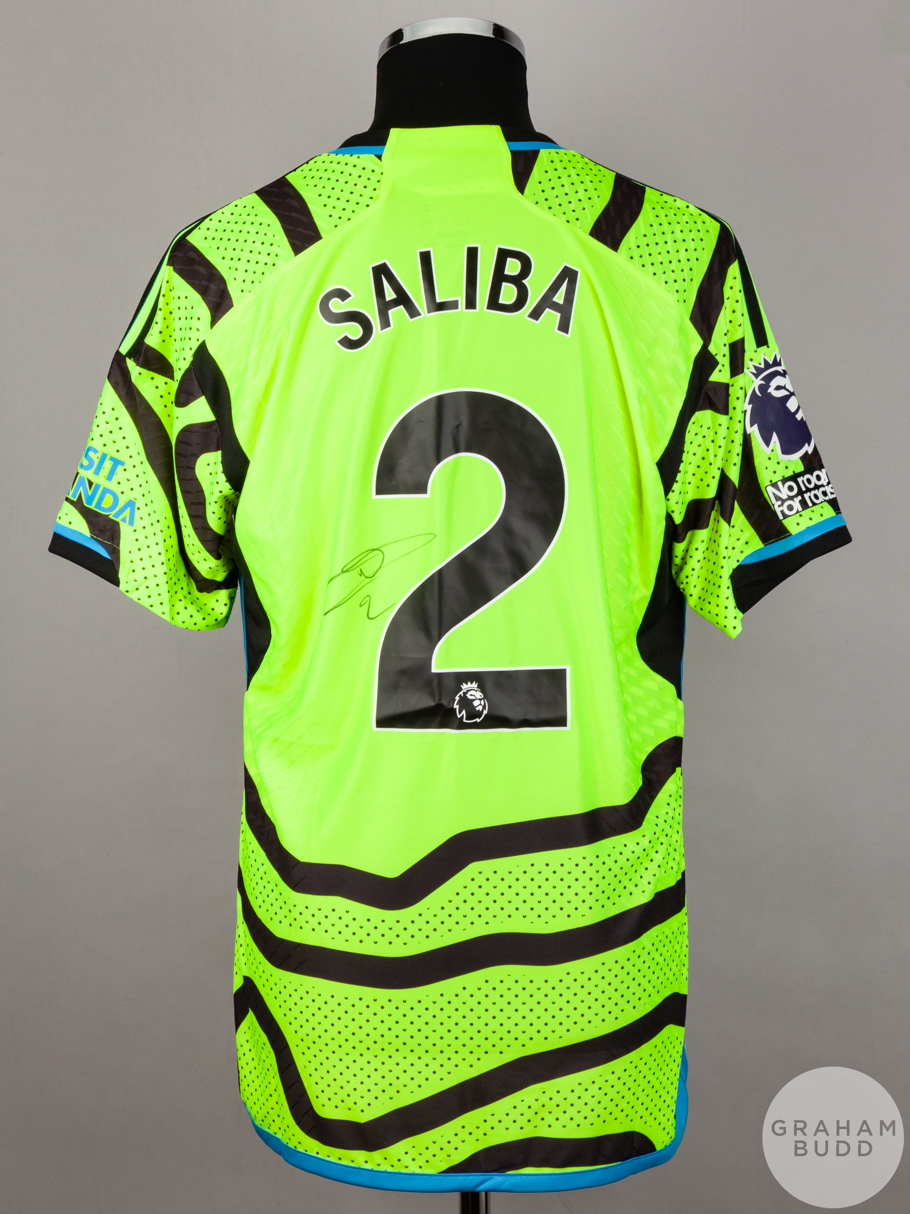 William Saliba signed yellow, black & blue Arsenal No.2 away shirt, season 2023-24, - Bild 2 aus 6