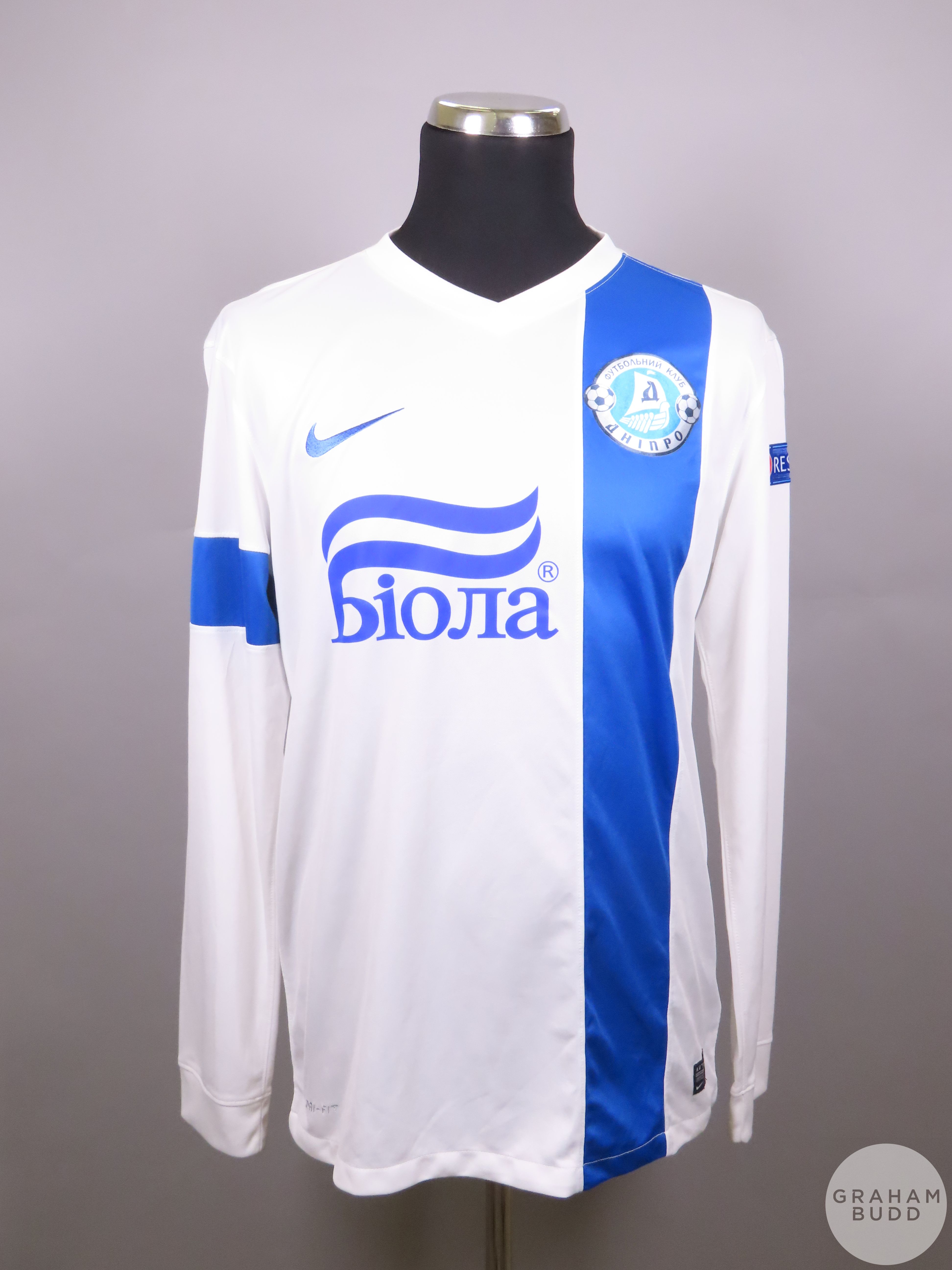 Kostyantyn Kravchenko blue No.4 FC Dnipro player issue long sleeved away shirt, 2012/13 Nike M