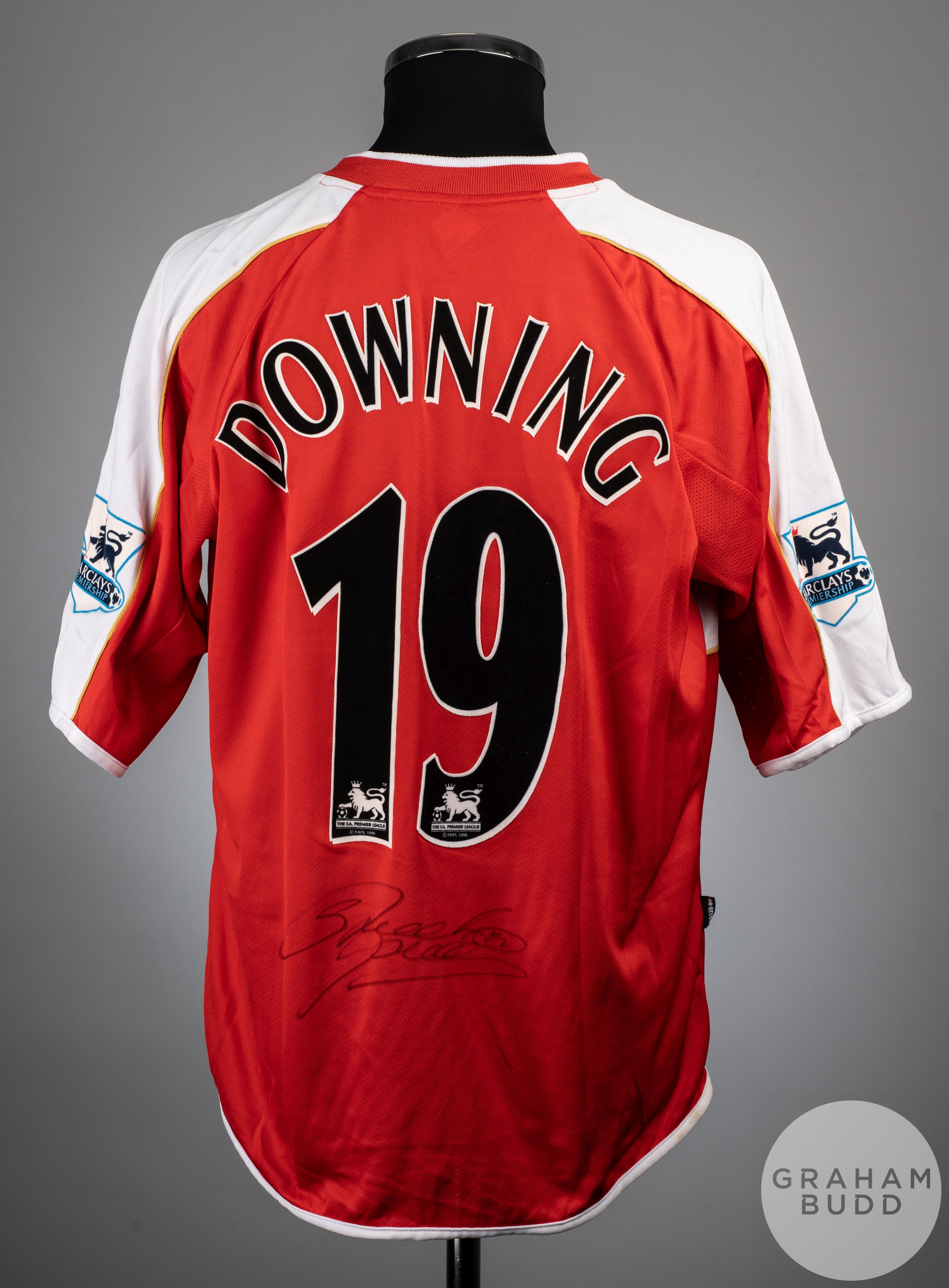 Stewart Downing signed red and white No.19 Middlesbrough match worn long-sleeved shirt, 2006-07 - Image 2 of 2