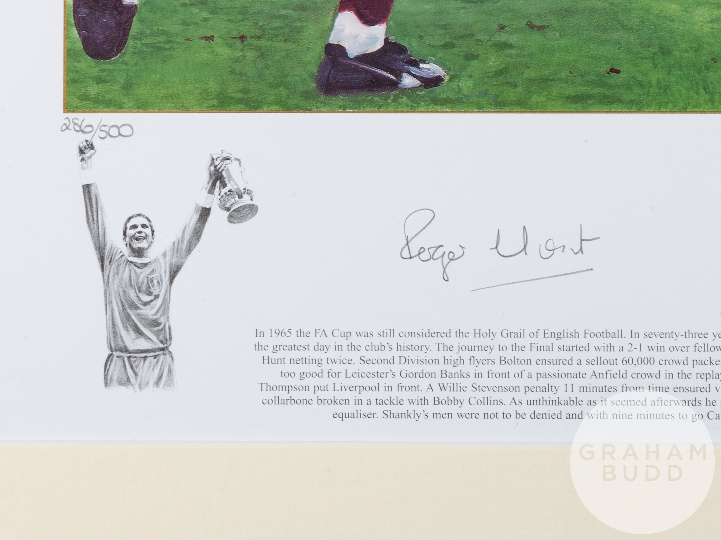 A large colour print of the 1965 FA Cup Final between Liverpool and Leeds United entitled The Journ - Image 2 of 3