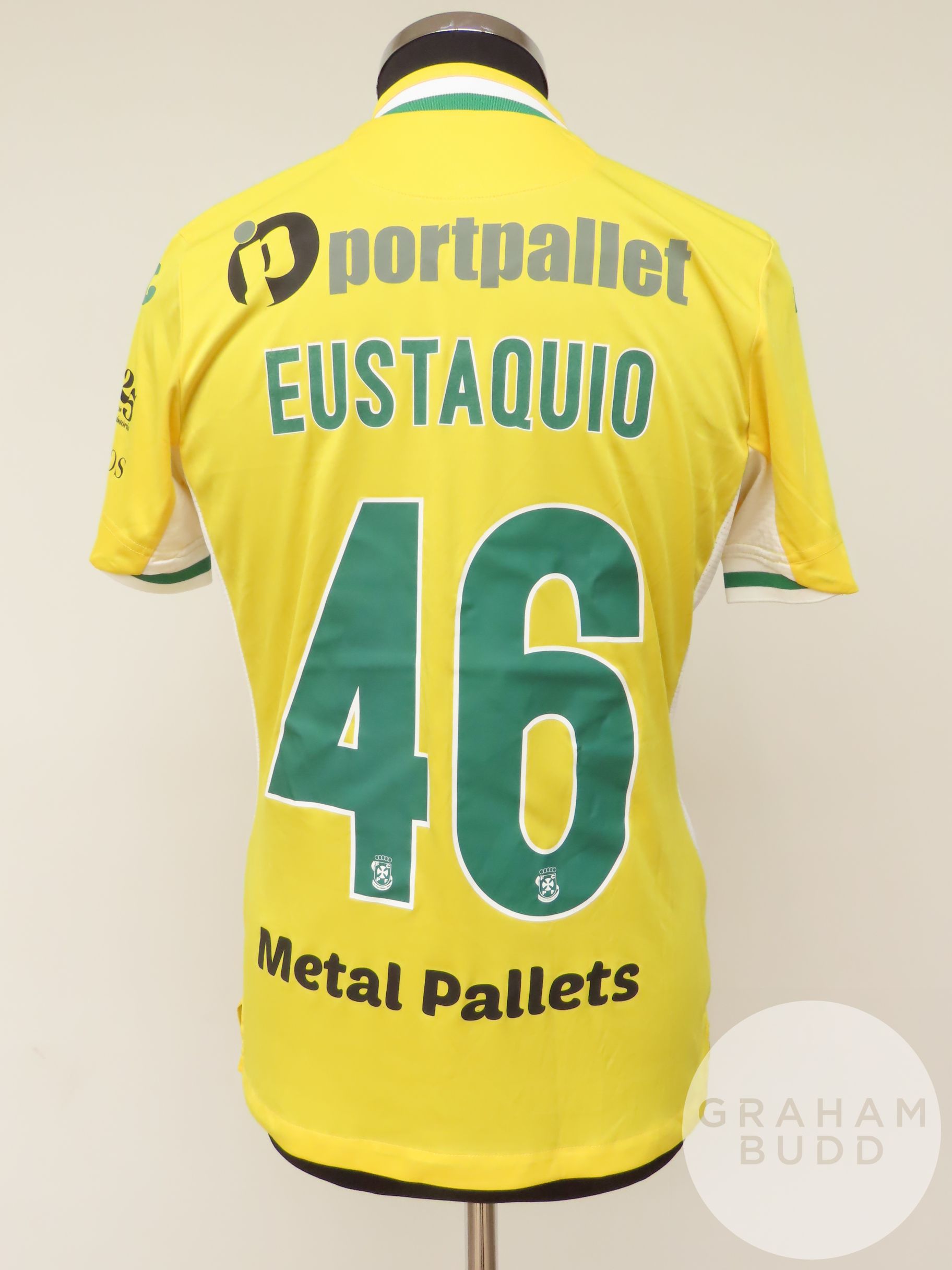 Stephen Eustaquio yellow, green and white Pacos de Ferreira no.46 shirt, 2021-22, - Image 2 of 2