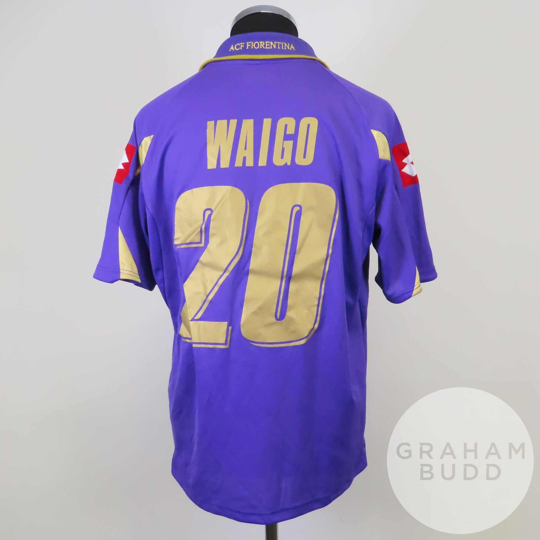 Papa Waigo purple and gold No.20 Fiorentina match worn short-sleeved shirt, 2010-11 - Image 2 of 2