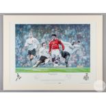A large colour print of Ryan Giggs playing for Manchester United against Liverpool titled Breaking T