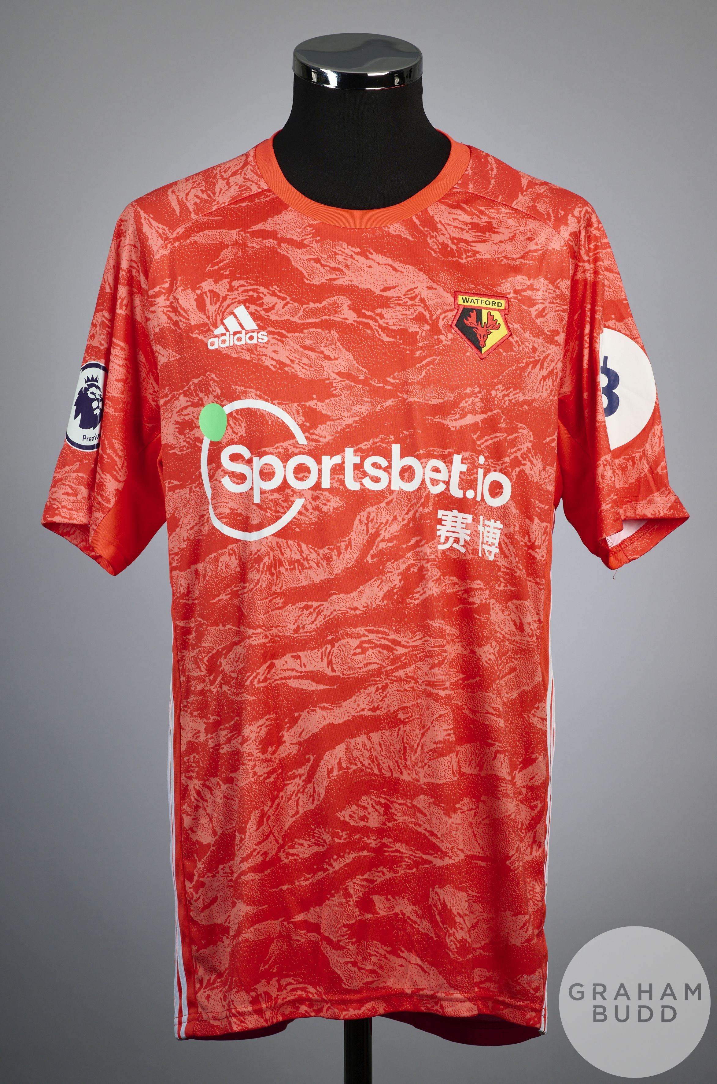 Ben Foster orange no.26 match issue short sleeved Watford FC goalkeeper shirt, 2019-20,