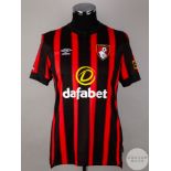 Dominic Solanke signed red & black striped Bournemouth No.9 home shirt, season 2023-24,