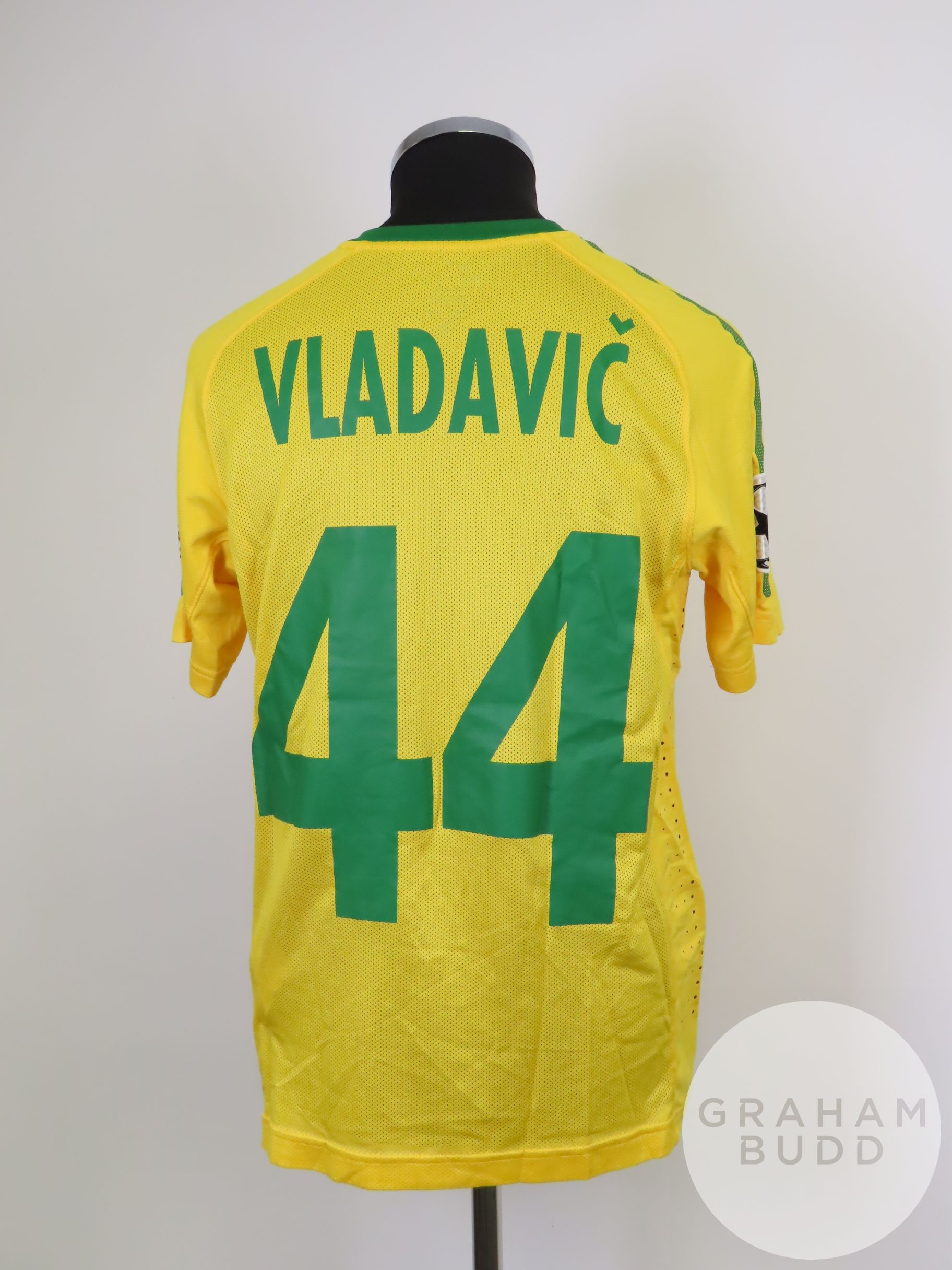 Admir Vladhavic yellow and green No.44 MSK Zilina match worn short-sleeved shirt, 2010-11 - Image 2 of 2