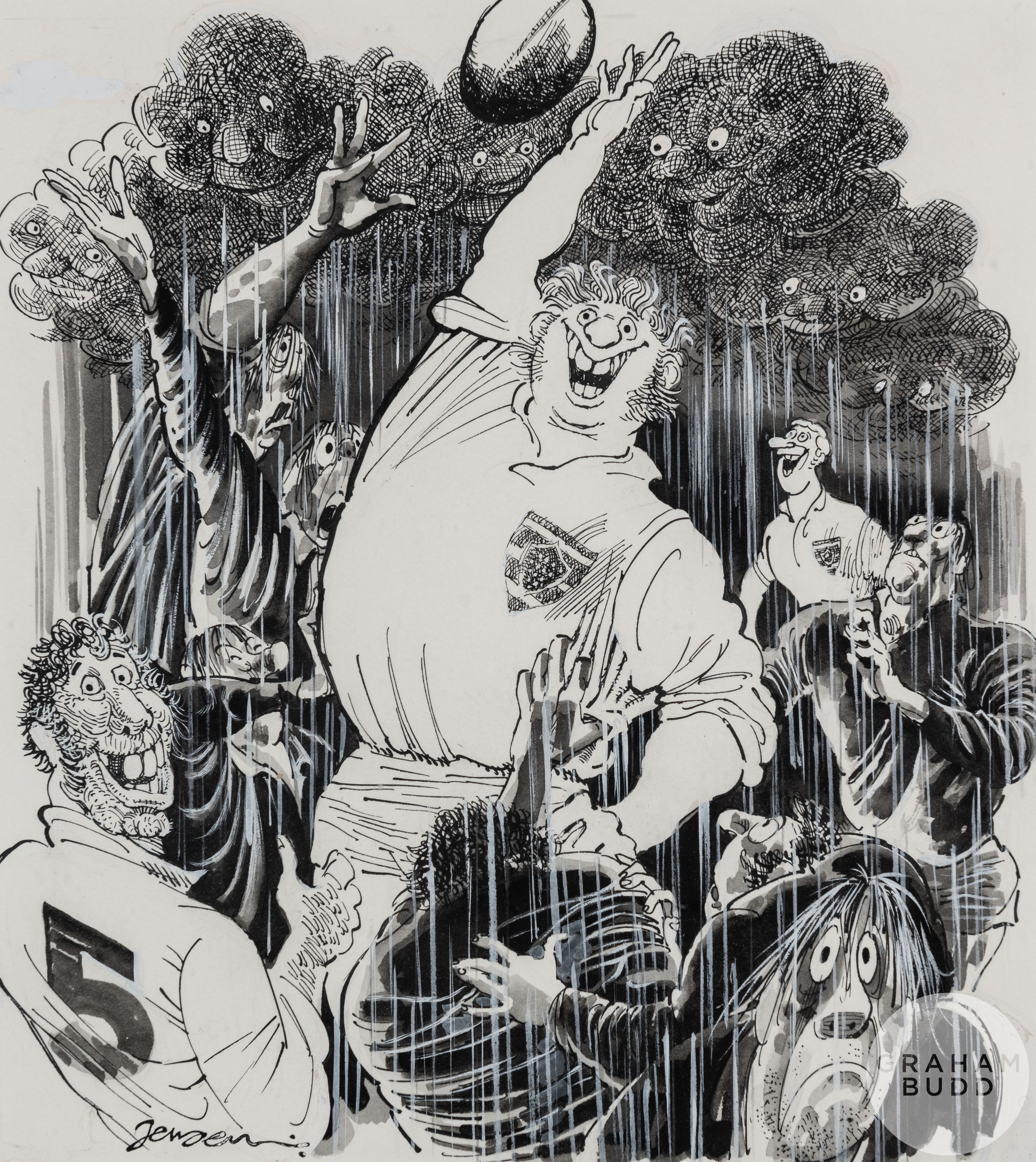 John Jensen, Rugby in the rain drawing,