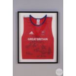 Great Britain Beijing 2008 signed red singlet,