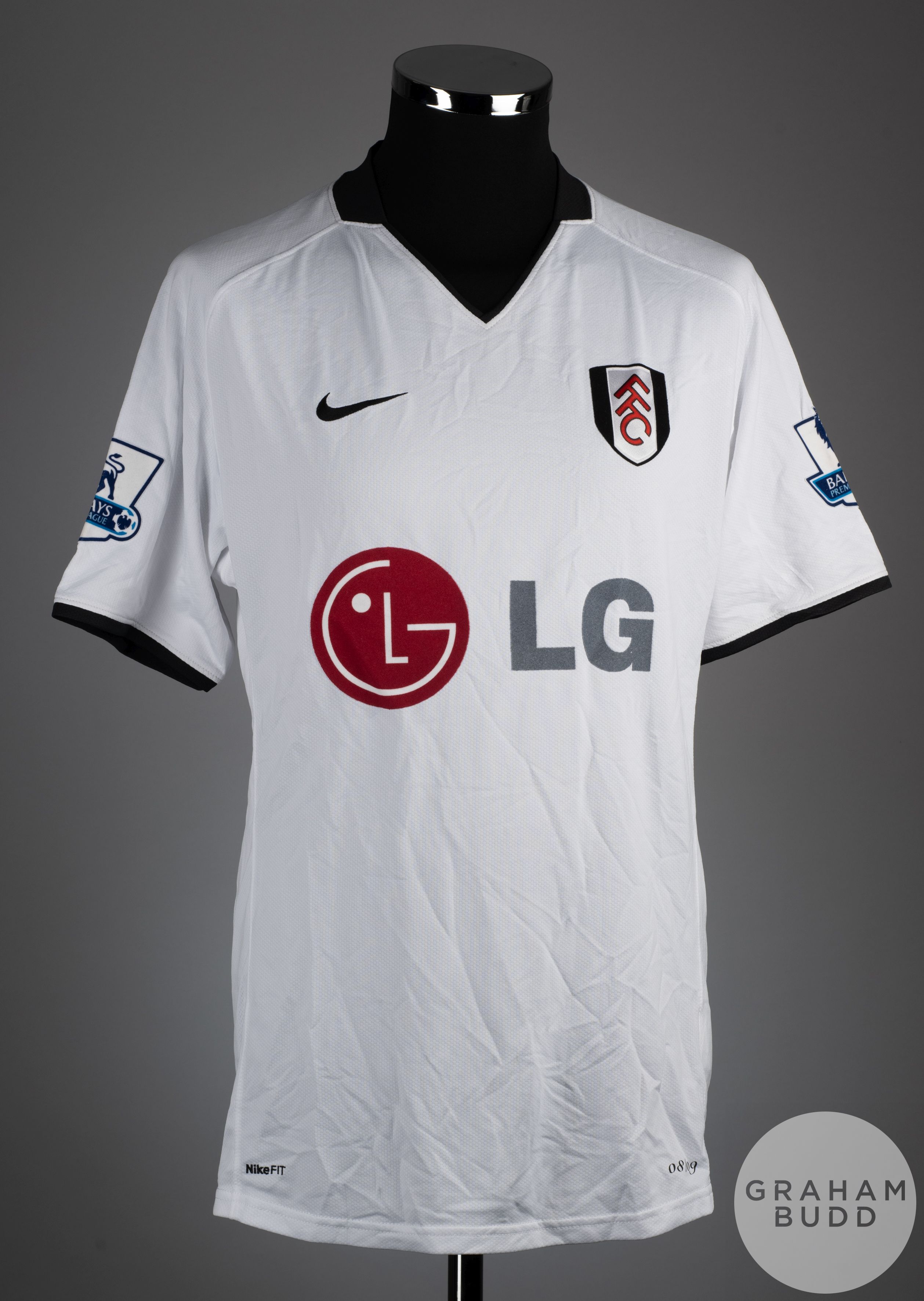 Andrew Johnson white No.8 Fulham short sleeve shirt, 2008-09