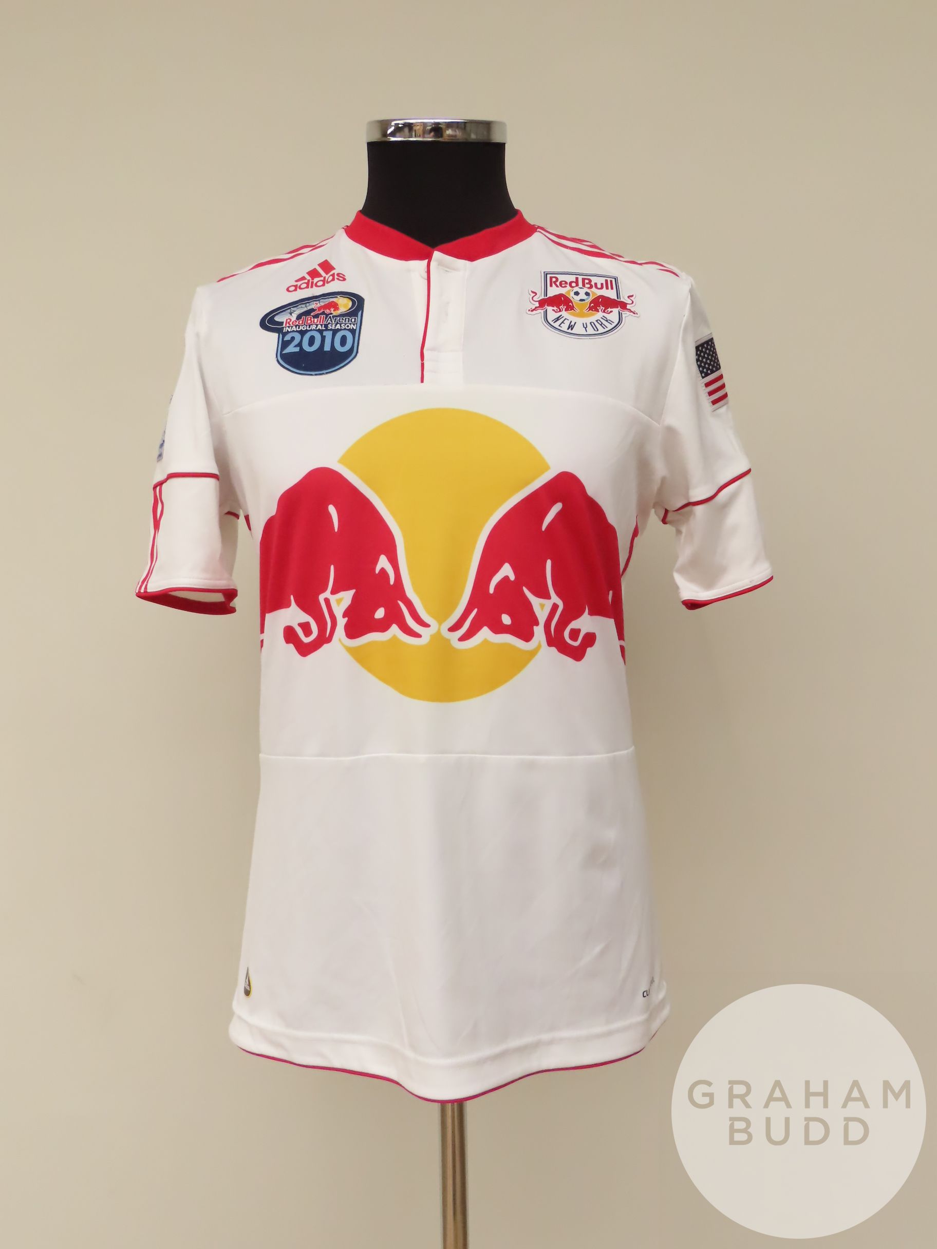 Sinisa Ubiparipovic white and red New York Red Bulls no.8 shirt, 2010,