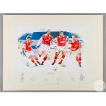 A large colour print of the legendary Arsenal back four of Adams, Bould, Winterburn and Dixon