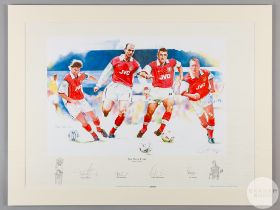 A large colour print of the legendary Arsenal back four of Adams, Bould, Winterburn and Dixon