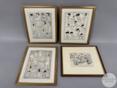 Three Fred May cricketers caricatures,