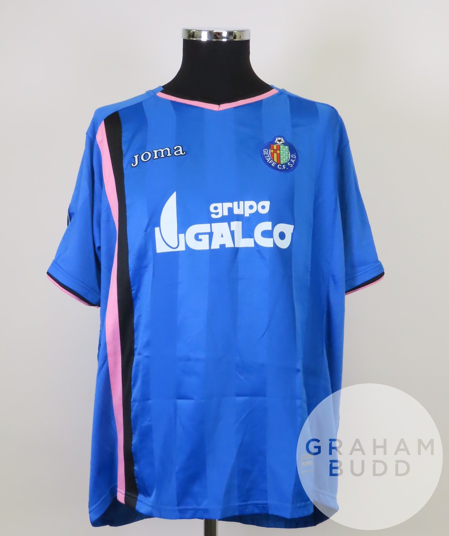 David Belenguer blue No.4 Getafe UEFA Cup match worn short-sleeved shirt, 2007