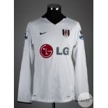 Simon Davies signed white No.25 Fulham long sleeved shirt, 2008-09