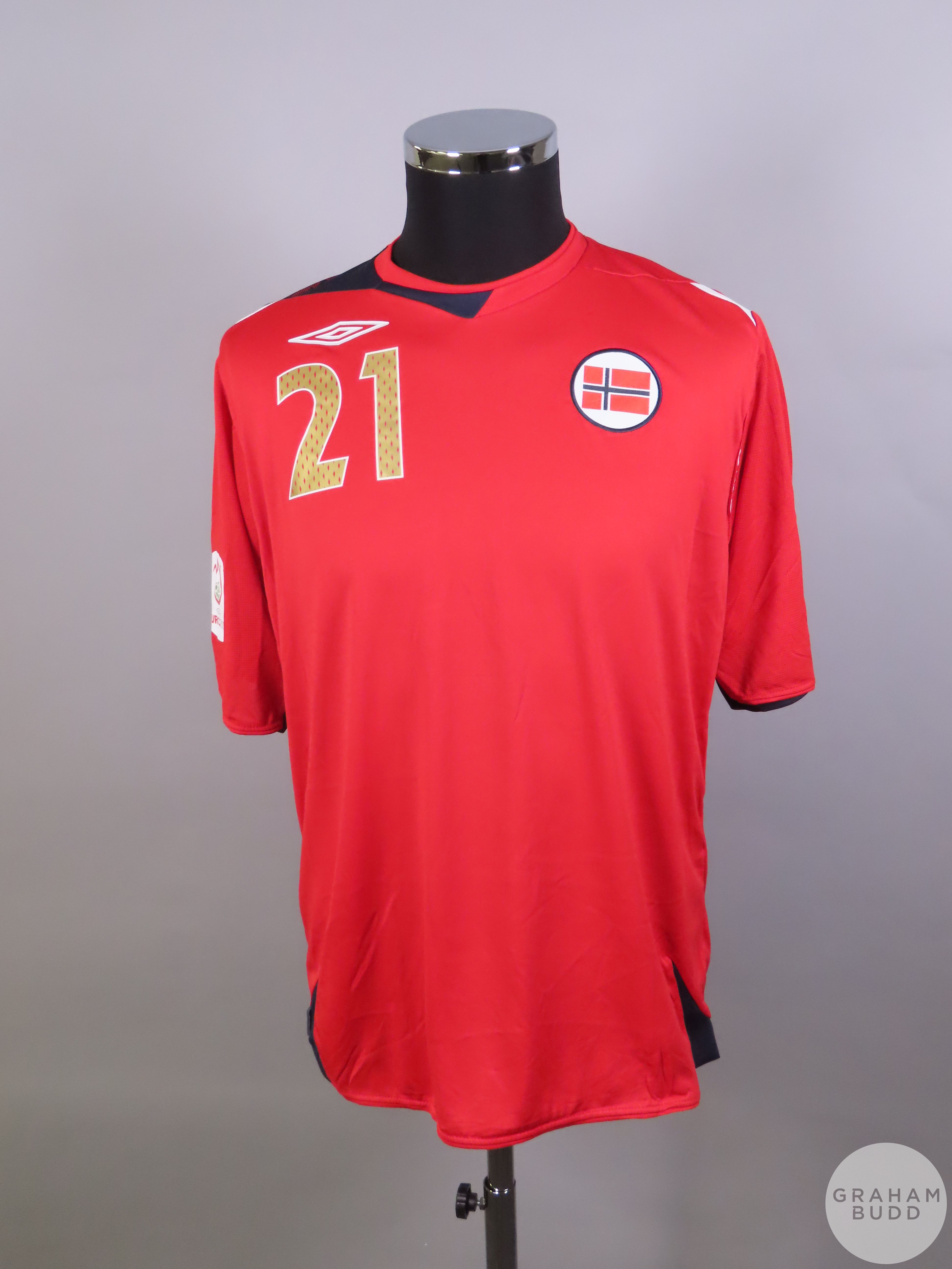 Bjorn Helge Riise red Norway No.21 2008 Euro Qualifier home shirt, 2006,