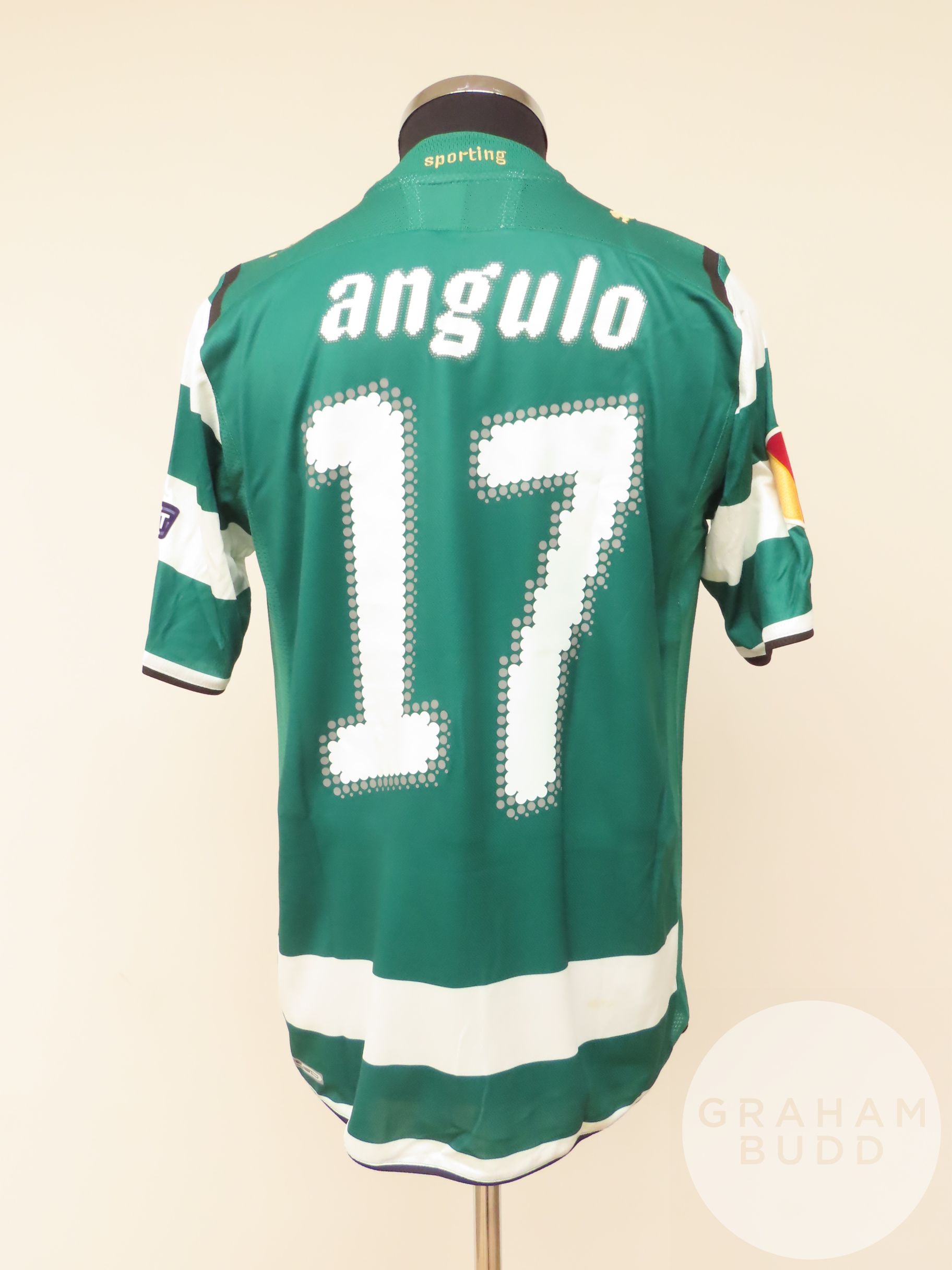 Miguel Angel Angulo green, white and black Sporting CP no.17 shirt, 2009-10, - Bild 2 aus 4