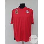 John Arne Riise red and navy Norway no.6 World Cup Qualifiers 2010 shirt, 2006,