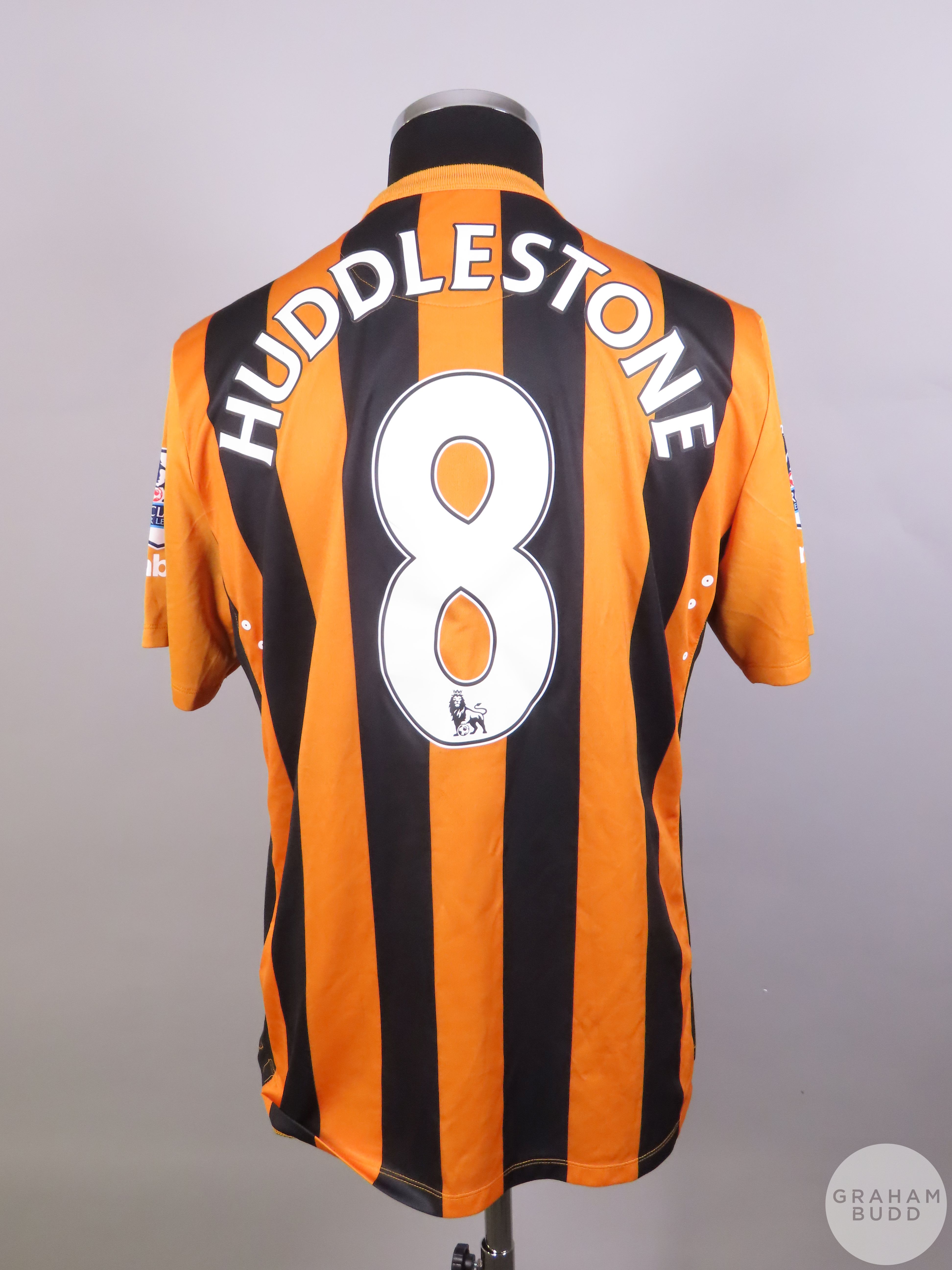 Tom Huddlestone orange and black No.8 Hull City player issue short sleeved shirt, 2014-15 Umbro XL - Image 2 of 2