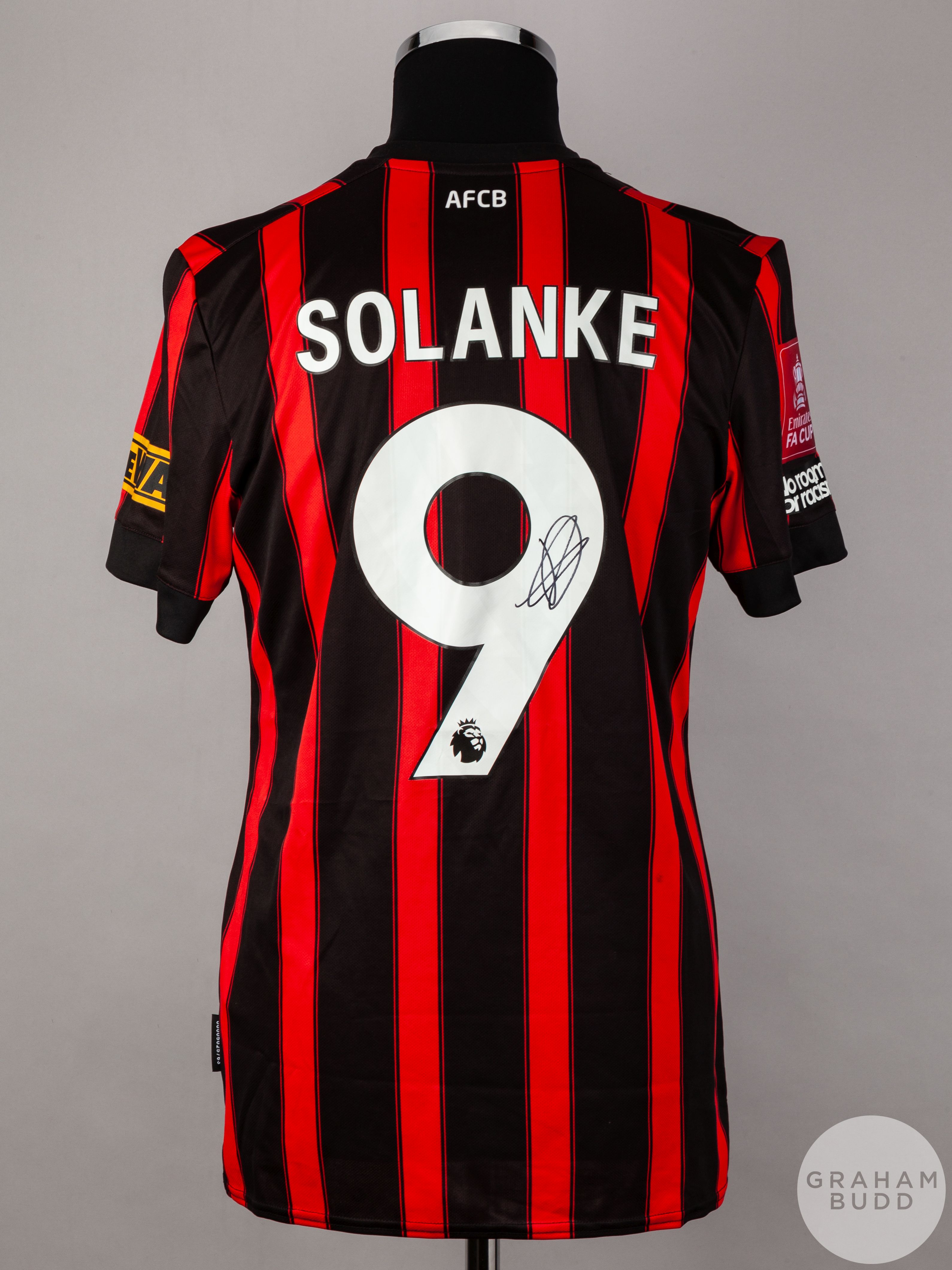 Dominic Solanke signed red & black striped Bournemouth No.9 home shirt, season 2023-24, - Image 2 of 6