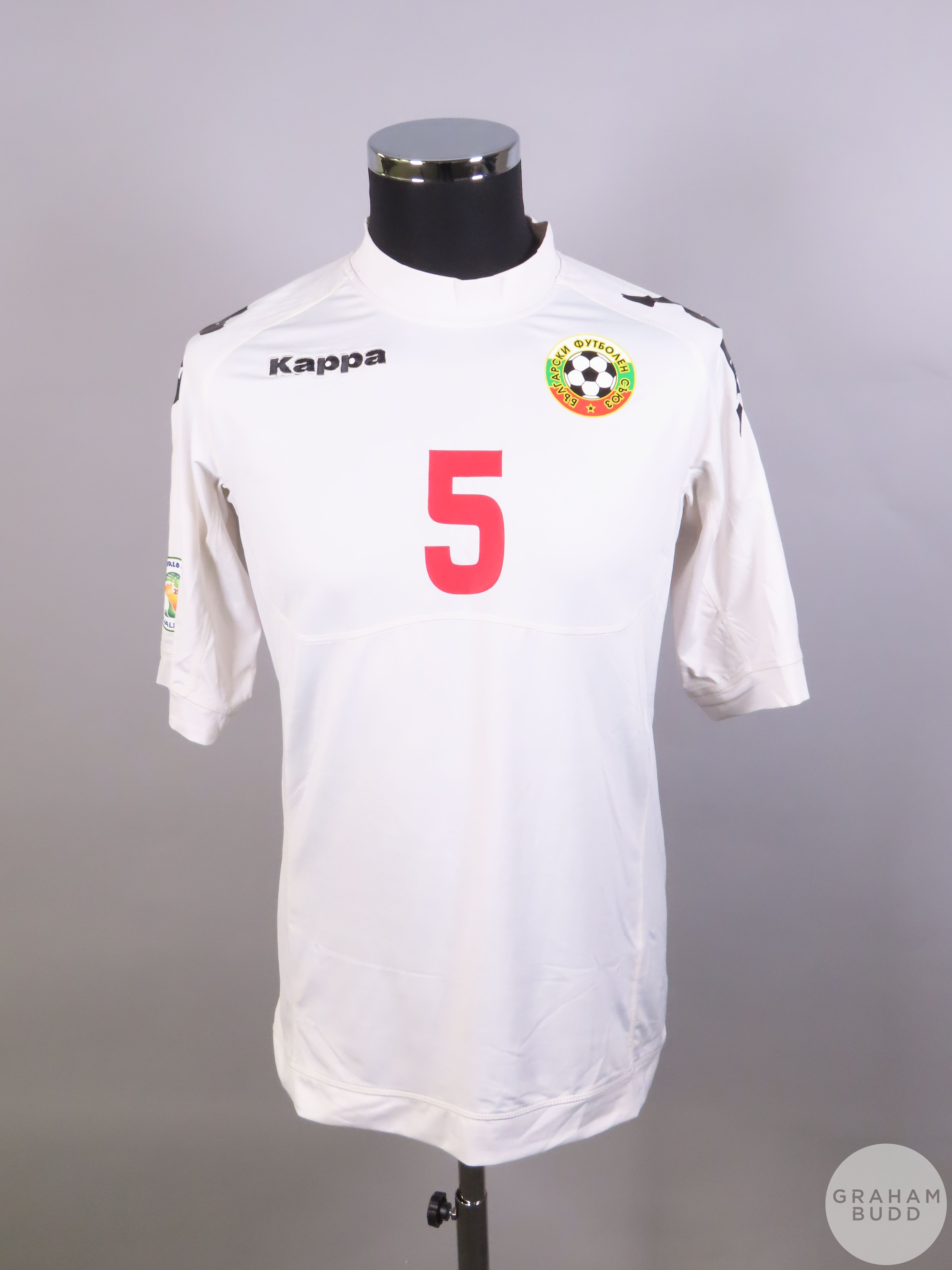 Nikolay Bodurov white Bulgaria No.5 2014 World Cup Qualifier home shirt, 2011,