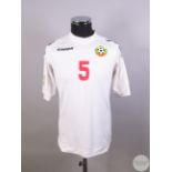 Nikolay Bodurov white Bulgaria No.5 2014 World Cup Qualifier home shirt, 2011,