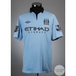 Samir Nasri sky blue No.8 Manchester City match worn short-sleeved shirt, 2012-13